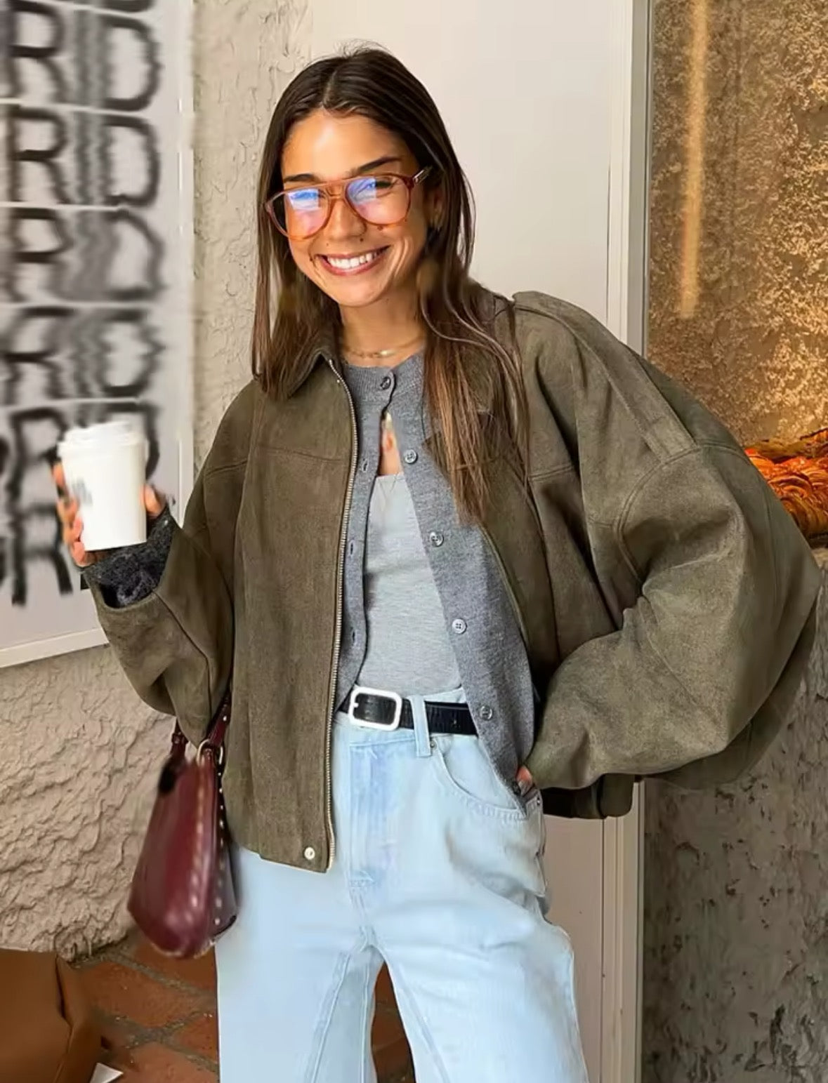 Suede Bomber Jacke - PRE ORDER