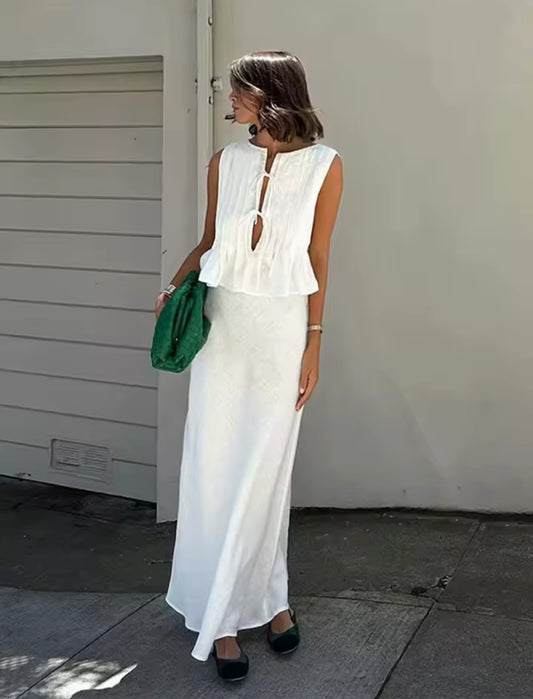 Santorini Breeze Co-Ord Set (Elegant, light, Mediterranean - perfect for summer vibes)