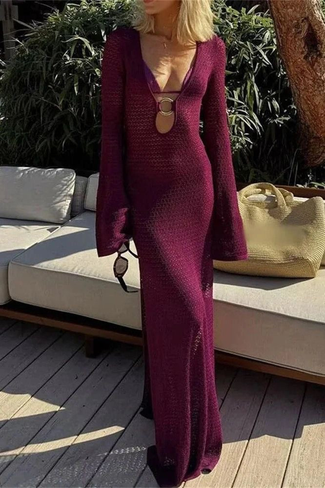 Sunset Muse – Strick-Maxikleid mit Cut-Out-Detail