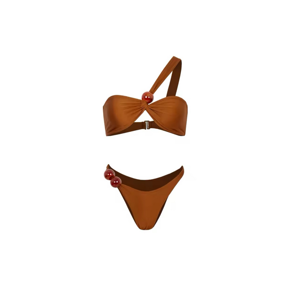 Soléa Bronze – 3-teiliges Bikini- & Sarong-Set in Kupferbraun